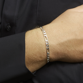 Armband, zilver figaroschakel 5mm. (lengte: 20cm.) - 9211