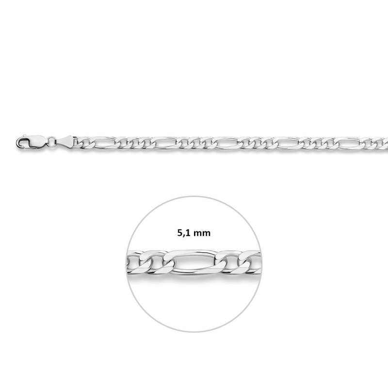 Armband, zilver figaroschakel 5mm. (lengte: 20cm.) - 9211