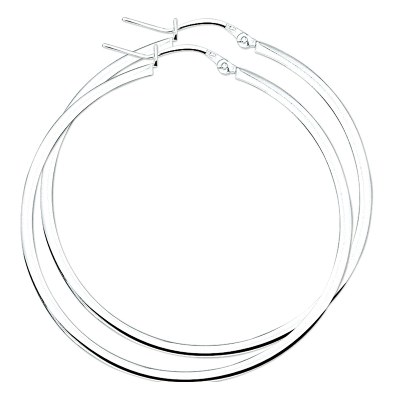 Oorringen, zilver vierkant buis (50x2mm.) - 9214