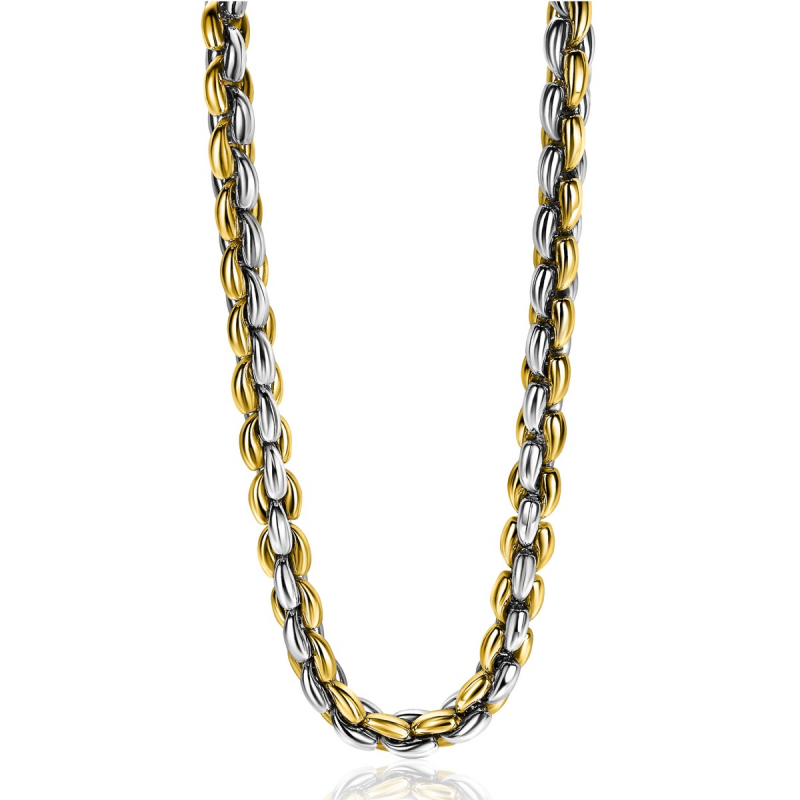Collier, zilver verguld  schakelbreedte 7mm. (lengte: 45cm.) - 9228