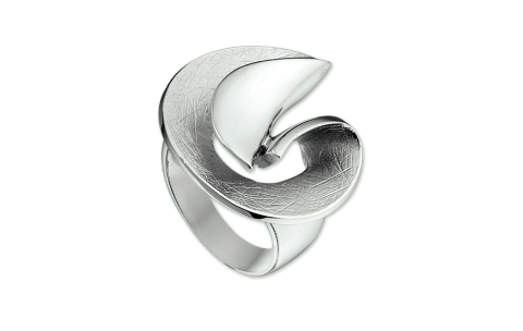 Ring, zilver gerhodineerd vijverblad  24mm. (maat 16,75) - 9291