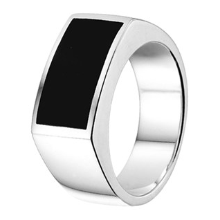 Ring, zilver met onyx 16x8mm (maat 20) - 9330