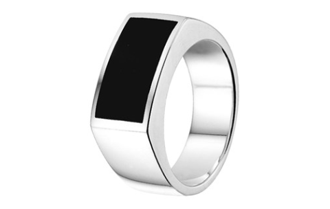 HC herenring, zilver met onyx 16x8mm (maat 20) - 9330