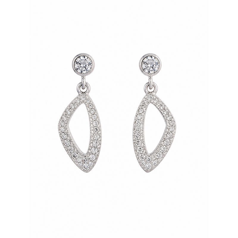 Oorhangers, zilver met wit zirkonia - 9394