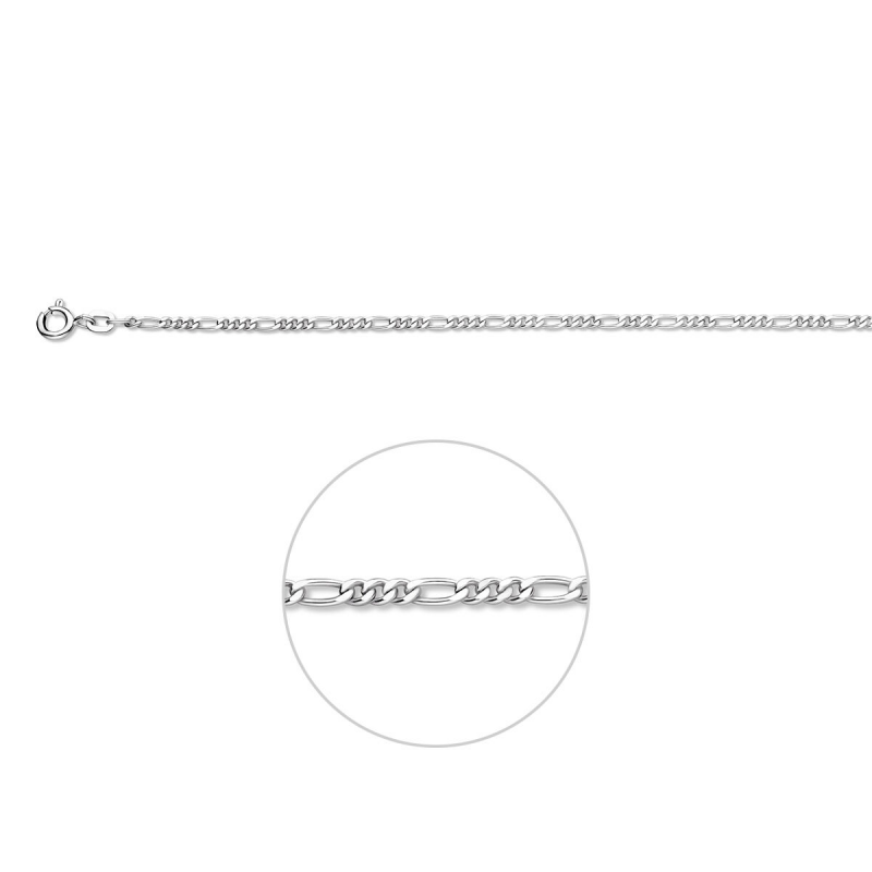 Collier, zilver figaroschakel 2,2mm. lengte: 45cm.) - 9642