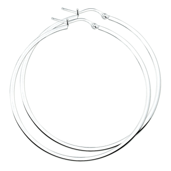 Oorringen, zilver vierkante buis (60x2mm.) - 9555 Oorringen, zilver vierkante buis (60x2mm.) - 9555