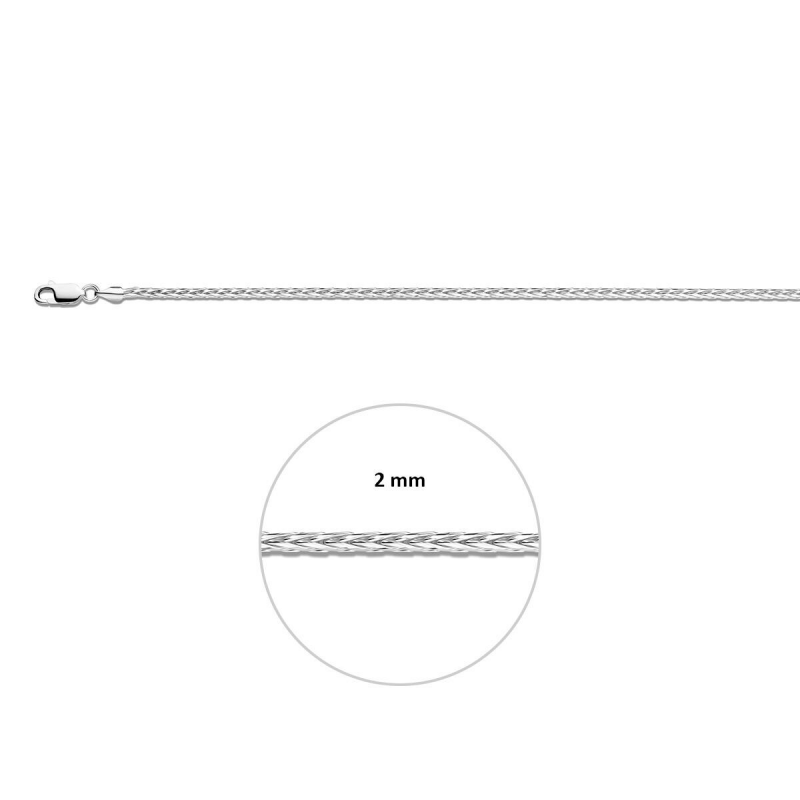 Armband, zilver palmierschakel 2,25mm. (lengte: 18cm.) - 9731