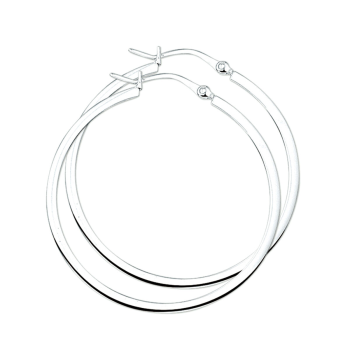 Oorringen, zilver vierkant buis (40x2mm.) - 9735 Oorringen, zilver vierkant buis (40x2mm.) - 9735