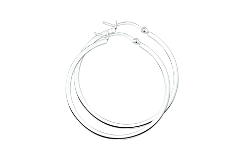 Oorringen, zilver vierkant buis (40x2mm.) - 9735