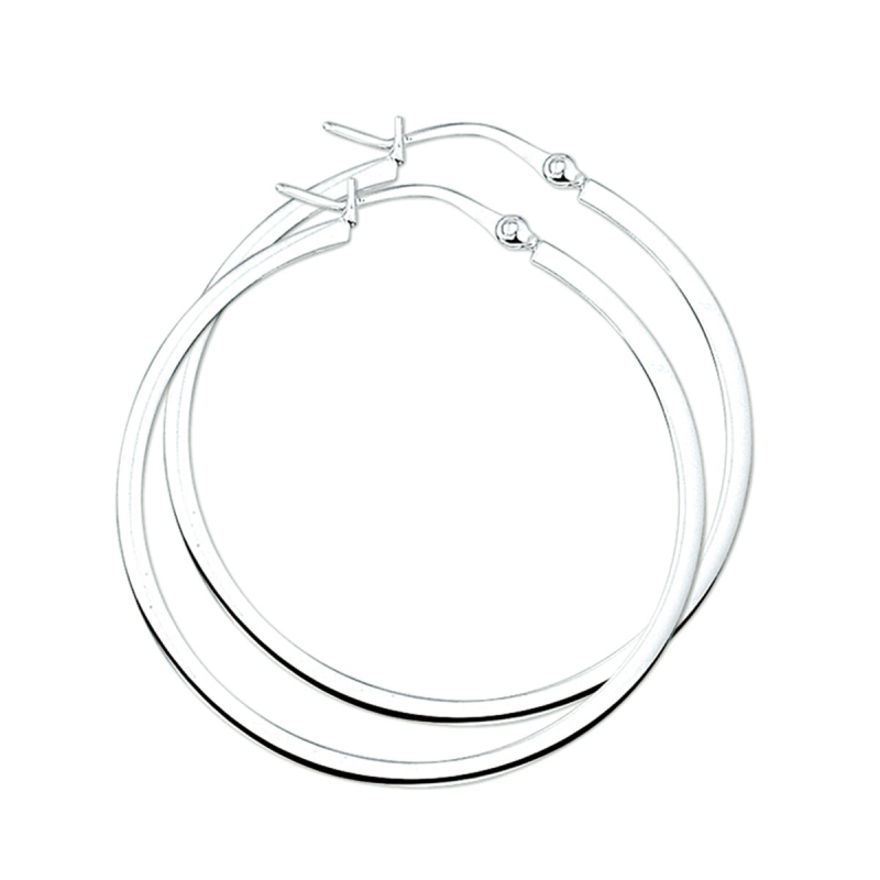 Oorringen, zilver vierkant buis (40x2mm.) - 9735