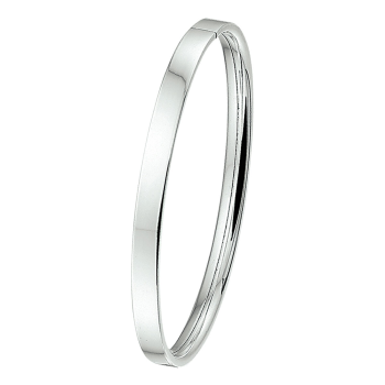 Bangle, zilver mret dopsluiting vlakke buis 5mm. (diameter: 60mm.) - 9831