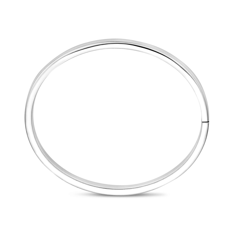 Bangle, zilver mret dopsluiting vlakke buis 5mm. (diameter: 60mm.) - 9831