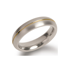 Boccia Ring, titanium model 0130-02 breedte: 5mm. deels verguld (maat 52) - 9872