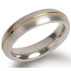Boccia Ring, titanium model 0130-02 breedte: 5mm. deels verguld (maat 52) - 9872