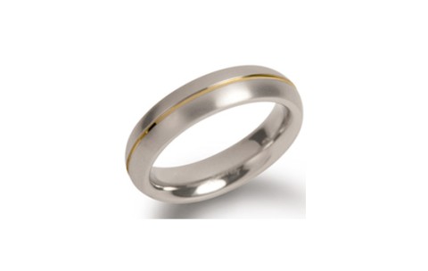 Boccia Ring, titanium model 0130-02 breedte: 5mm. deels verguld (maat 52) - 9872