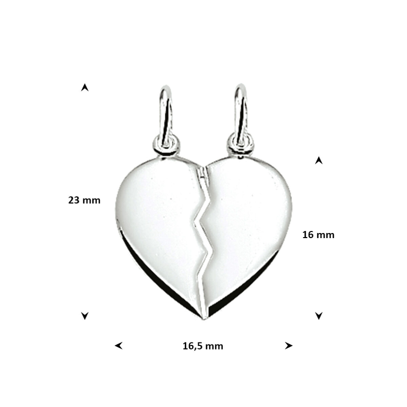 Graveerhanger, zilver breekhartje (16mm.) - 9884