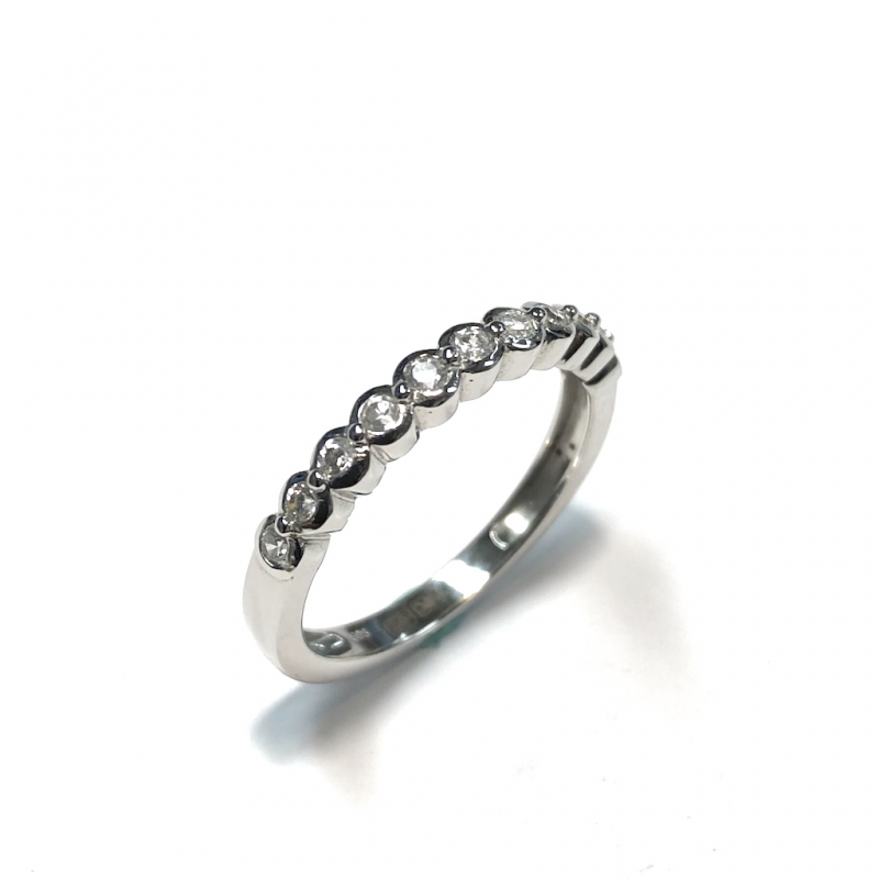 Ring, 14krt.witgoud met zirconia (maat 17) - 9903