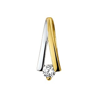 Hanger, 14krt.bicolour goud met zirconia (12,5mm.) - 9920 Hanger, 14krt.bicolour goud met zirconia (12,5mm.) - 9920