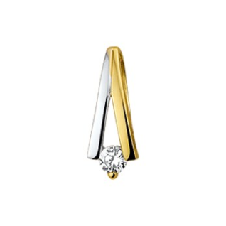 Hanger, 14krt.bicolour goud met zirconia (12,5mm.) - 9920
