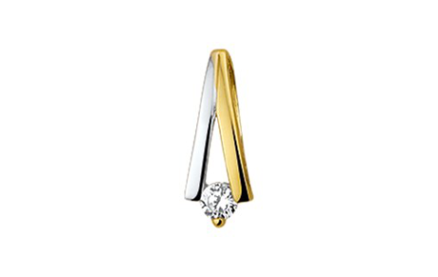 HC Hanger, 14krt.bicolour goud met zirconia (12,5mm.) - 9920