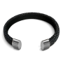 Armband, roggenleer/staal (12mm.breed)  kleur donkerblauw - 9967