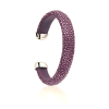 Armband, roggenleer/zilver met zirkonia (12mm.breed)  kleur aubergine - 10018