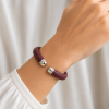 Armband, roggenleer/zilver met zirkonia (12mm.breed)  kleur aubergine - 10018