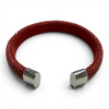 Armband, roggenleer/staal (12mm.breed)  kleur rood - 10023