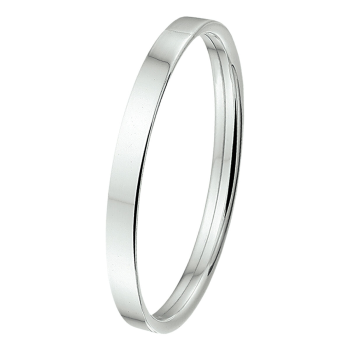Banglel, zilver dopsluiting vlakke buis 8mm. (Large: 64x57mm.) - 10131