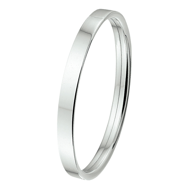 Banglel, zilver dopsluiting vlakke buis 8mm. (Large: 64x57mm.) - 10131