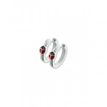 Oorringen, zilver met lieveheersbeestje - 10153