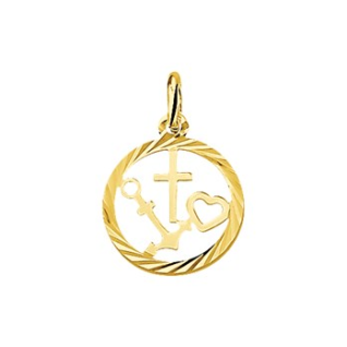 Hanger, 14krt.goud Geloof-Hoop-Liefde (14,5mm.) - 10230 Hanger, 14krt.goud Geloof-Hoop-Liefde (14,5mm.) - 10230