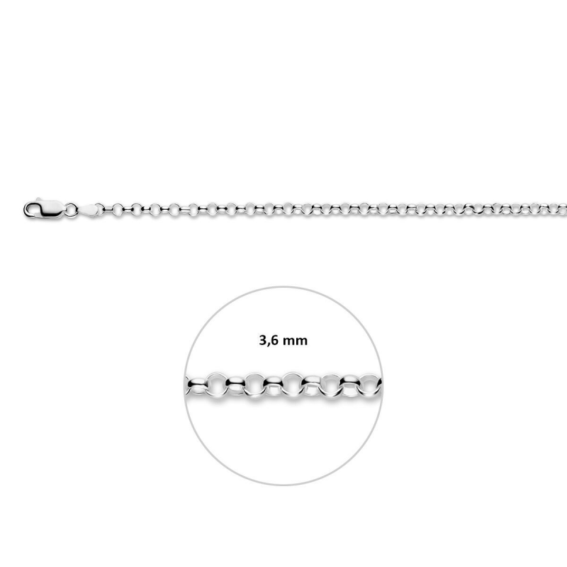 Armband, zilver jasseron 3,6mm. (lengte:18cm.) - 10273