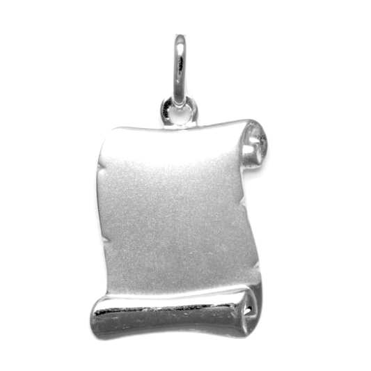 Graveerhanger, zilver perkamentrol mat/glans 16x11mm - 10276