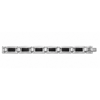 Armband, edelstaal/carbon fibre (breedte:10,5mm.) - 10279