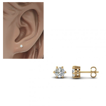 HC Oorknoppen, 14krt.goud met zirconia (3mm.) - 10294