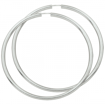 Oorringen, zilver ronde buis 3mm. (diameter: 75mm.) - 10308