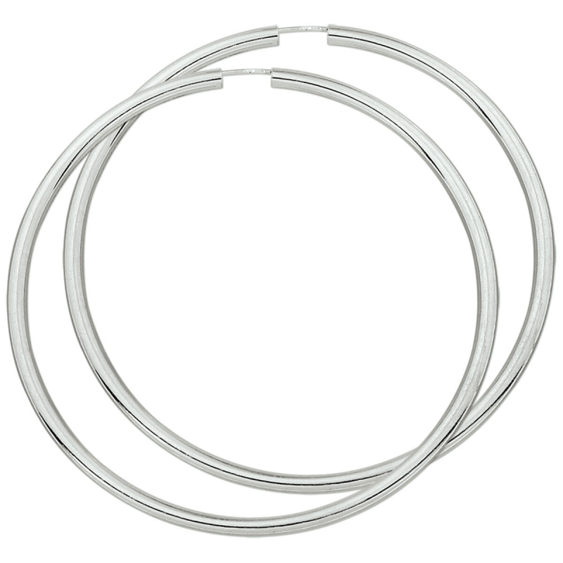 Oorringen, zilver ronde buis 3mm. (diameter: 75mm.) - 10308 Oorringen, zilver ronde buis 3mm. (diameter: 75mm.) - 10308