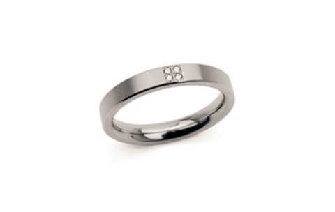 Boccia Ring, titanium model 0120-01 breedte: 3,2mm. met diamant 0,02ct. (maat 55) - 10878