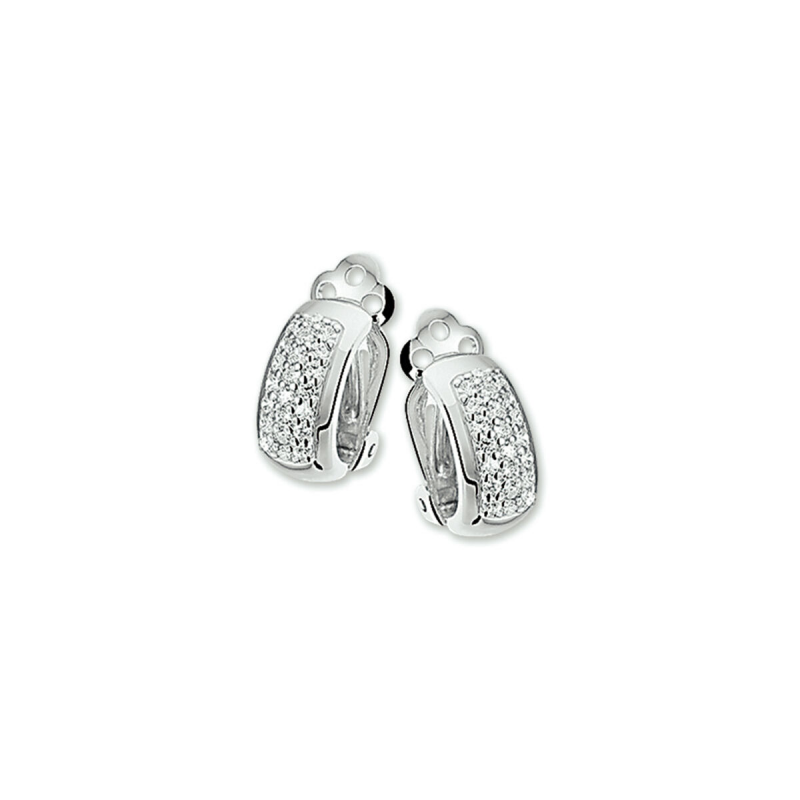 HC Oorclips, zilver met zirkonia (16,5x7mm.) - 11069