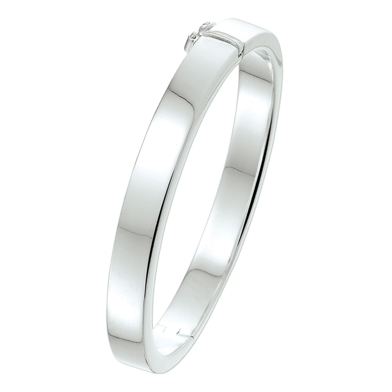 Bangle, zilver met scharnier vlakke buis 8mm. (diameter: 61mm.) - 11157