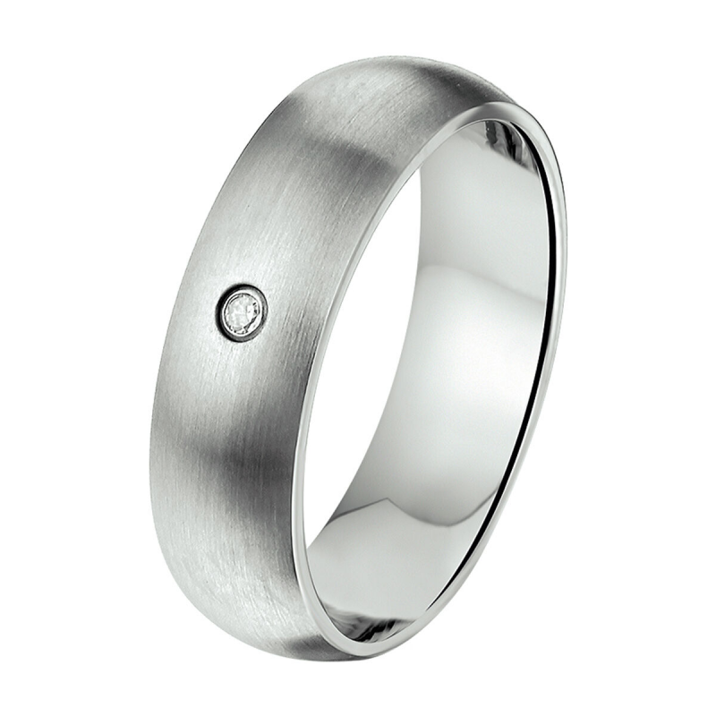 Amorio Ring, edelstaal breedte 6mm. (maat 17) RING MET ZIRKONIA - 11160 Amorio Ring, edelstaal breedte 6mm. (maat 17) RING MET ZIRKONIA - 11160