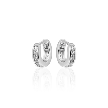 Oorringen, zilver met zirconia (3x12m) - 11167