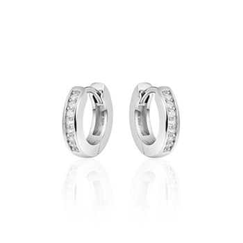 Oorringen, zilver met zirconia (3x15mm) - 11168