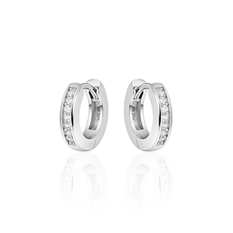 Oorringen, zilver met zirconia (3x15mm) - 11168