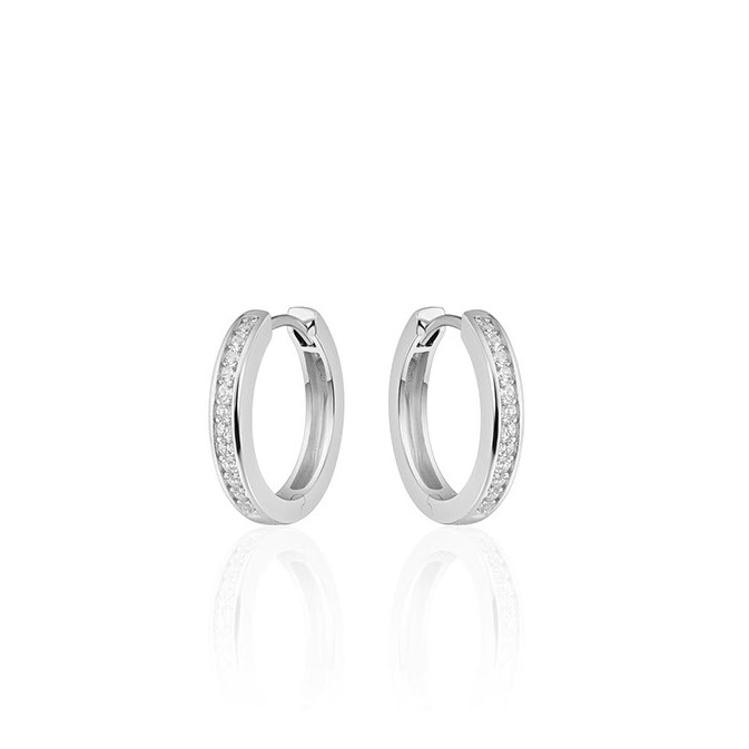 Oorringen, zilver met zirconia (3x20mm) - 11169