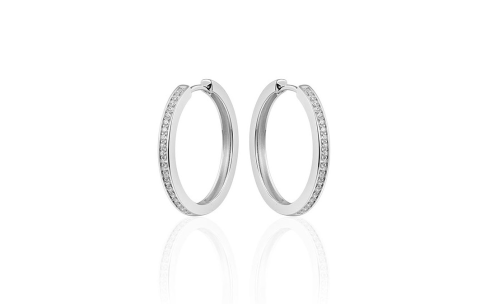 HC Oorringen, zilver met zirconia (3x30mm) - 11170