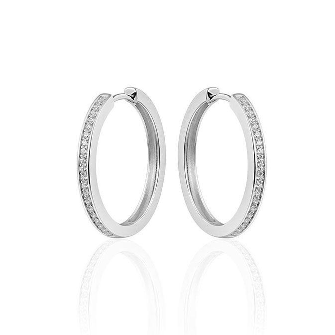Oorringen, zilver met zirconia (3x30mm) - 11170