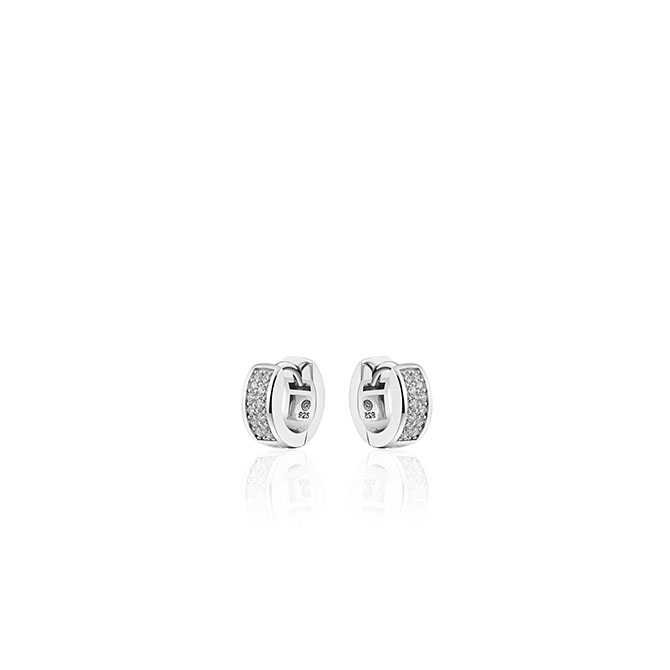 Oorringen, zilver met zirconia (5x12mm) - 11171