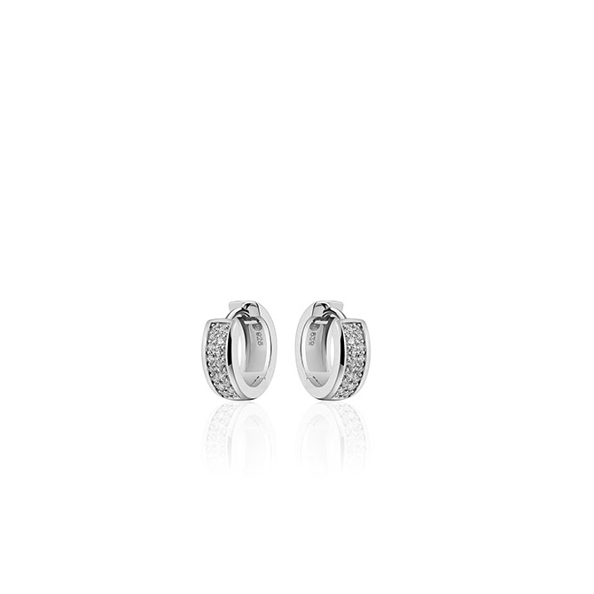 Oorringen, zilver met zirconia (5x15mm) - 11172